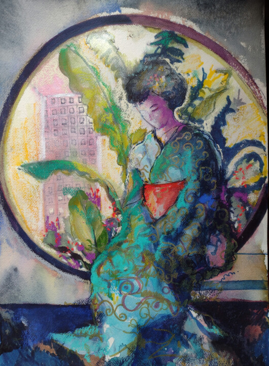 Pintura intitulada "Kimono" por Marina Del Pozo, Obras de arte originais, Pastel