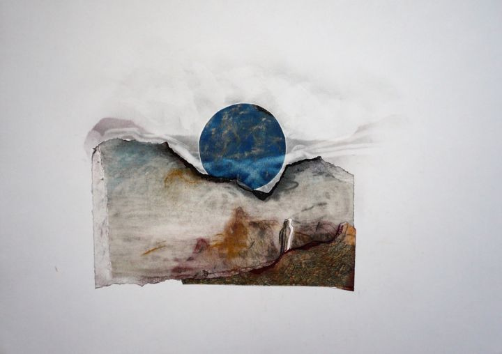 Tekening getiteld "lune bleue" door Marine Pierrot, Origineel Kunstwerk, Grafiet