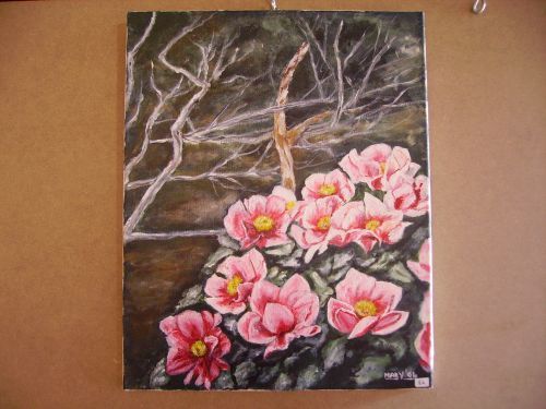 Schilderij getiteld "peonie" door Mary, Origineel Kunstwerk