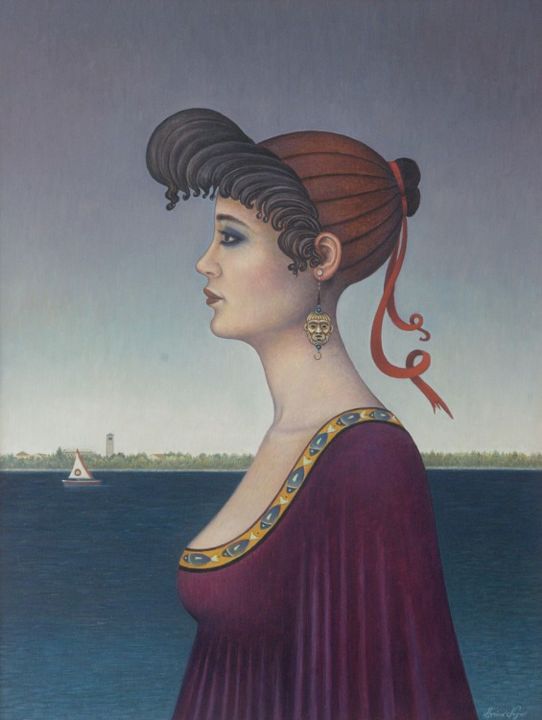 Ζωγραφική με τίτλο "La veneziana" από Marino Nagro, Αυθεντικά έργα τέχνης