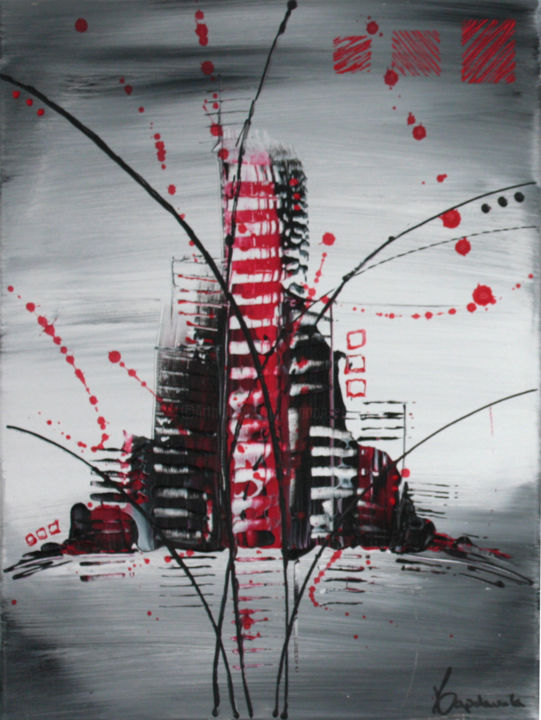 Peinture intitulée "red-tower-ii.jpg" par Marion Capdevila, Œuvre d'art originale, Acrylique