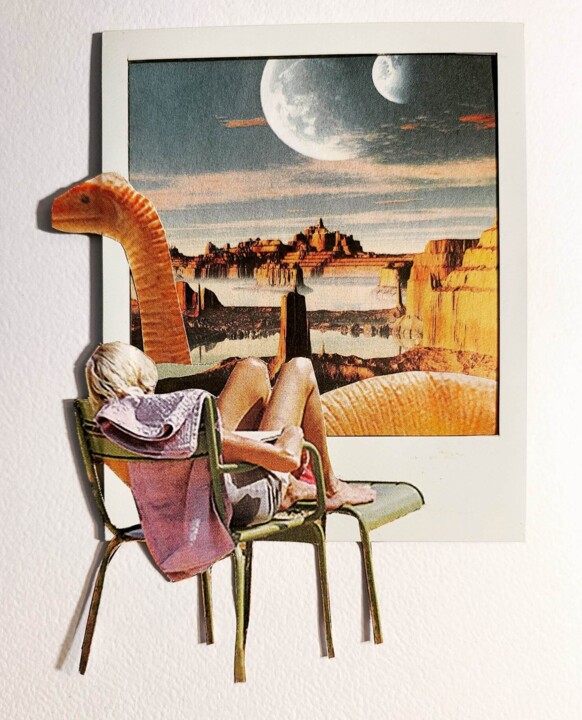 Collages intitulée "Diplodocaunaute 2049" par Marion Revoyre, Œuvre d'art originale, Collages