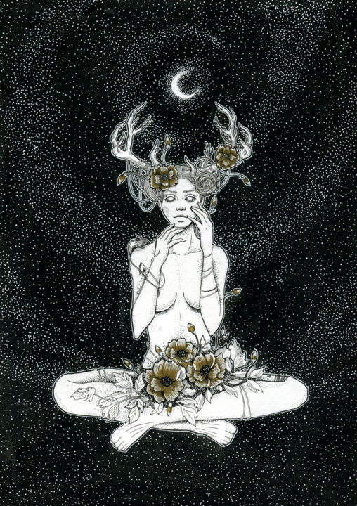 Dibujo titulada "My meditation, the…" por Mariya Markina, Obra de arte original, Tinta