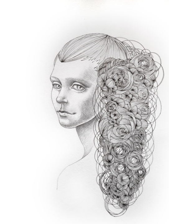 Disegno intitolato "Portrait of a girl" da Mariya Markina, Opera d'arte originale, Matita