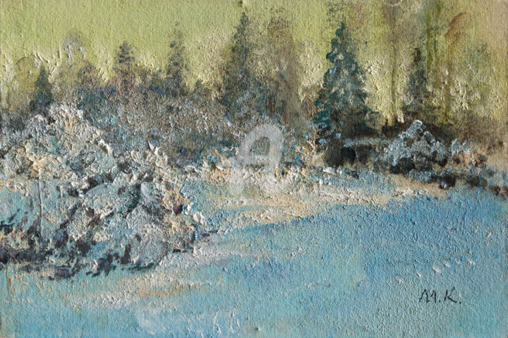 Pintura intitulada "Frosty morning, ske…" por Mark Kremer, Obras de arte originais, Óleo