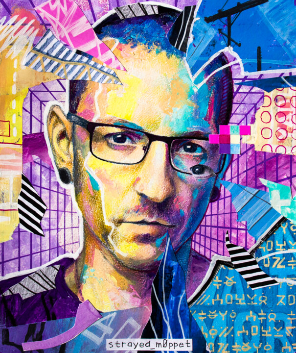 Рисунок под названием "Chester Bennington" - Mark Kucherov, Подлинное произведение искусства, Цветные карандаши