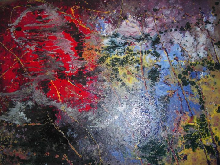 Pittura intitolato "Incendio dell'anima" da Marco Sergio Fassiotti, Opera d'arte originale, Smalto