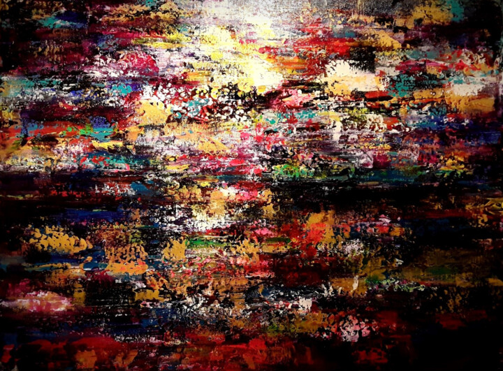 Ζωγραφική με τίτλο "Abstract Horizon Su…" από Markicevic, Αυθεντικά έργα τέχνης, Ακρυλικό Τοποθετήθηκε στο Ξύλινο φορείο σκε…