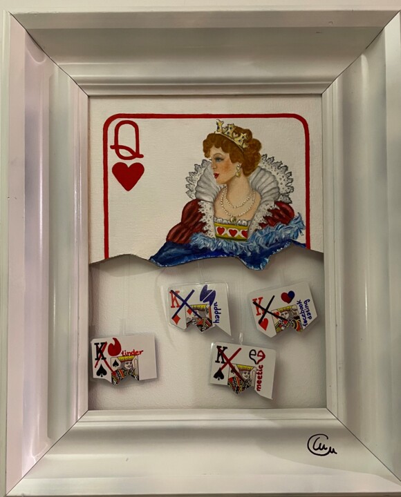 Painting titled "Reina de corazones" by Marta Alabau Calabuig, Original Artwork, Oil