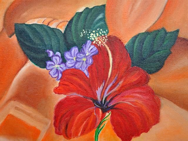 Painting titled "Flores" by Marta Moschiar, Original Artwork, Oil