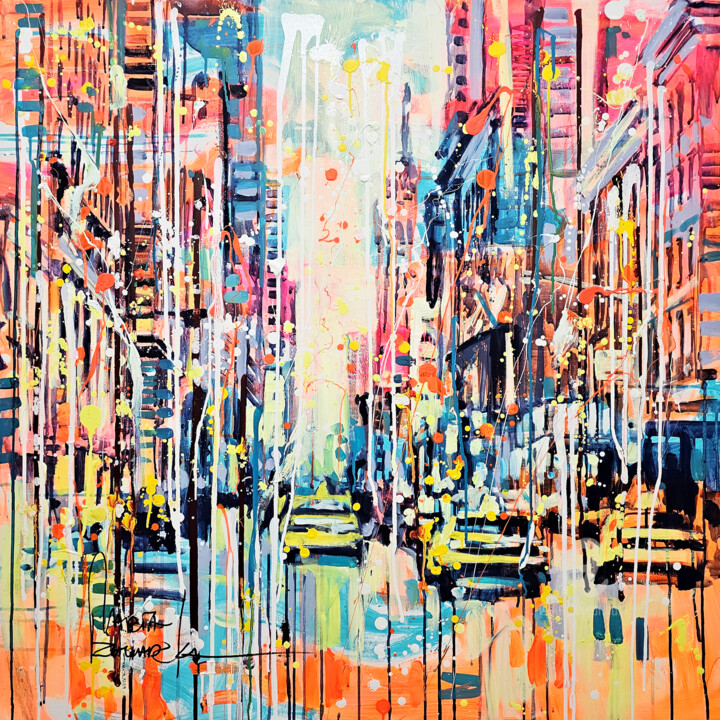 Peinture intitulée "Yellow NYC" par Marta Zawadzka, Œuvre d'art originale, Acrylique Monté sur Châssis en bois