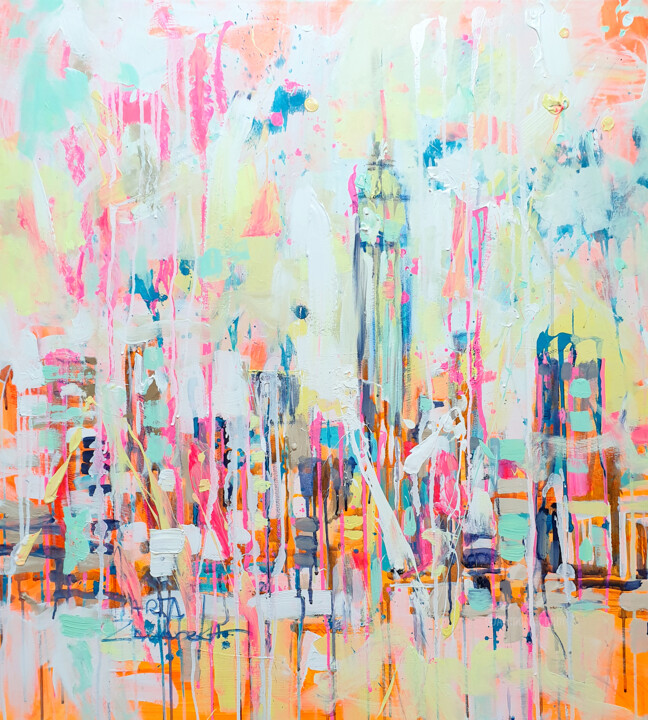 Peinture intitulée "New York Awaken" par Marta Zawadzka, Œuvre d'art originale, Acrylique Monté sur Châssis en bois