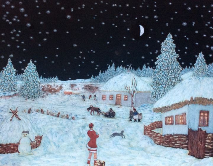 Peinture intitulée "Christmas Eve" par Martin Ashkhatoev, Œuvre d'art originale, Acrylique