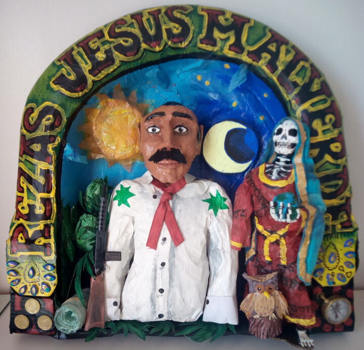 Κολάζ με τίτλο "Rezas Jésus Malverde" από Martin Habas, Αυθεντικά έργα τέχνης, Ακρυλικό