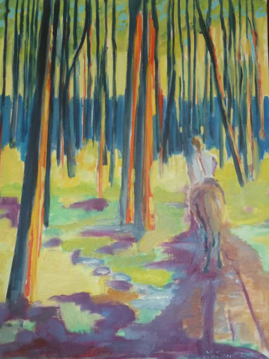 Malarstwo zatytułowany „Promenade en forêt” autorstwa Martin Jobert, Oryginalna praca, Olej