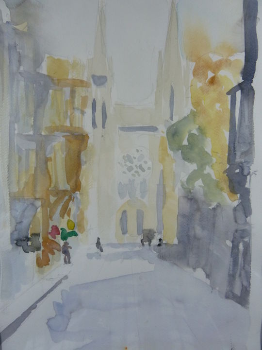 Peinture intitulée "Bordeaux, rue Vital…" par Martin Jobert, Œuvre d'art originale