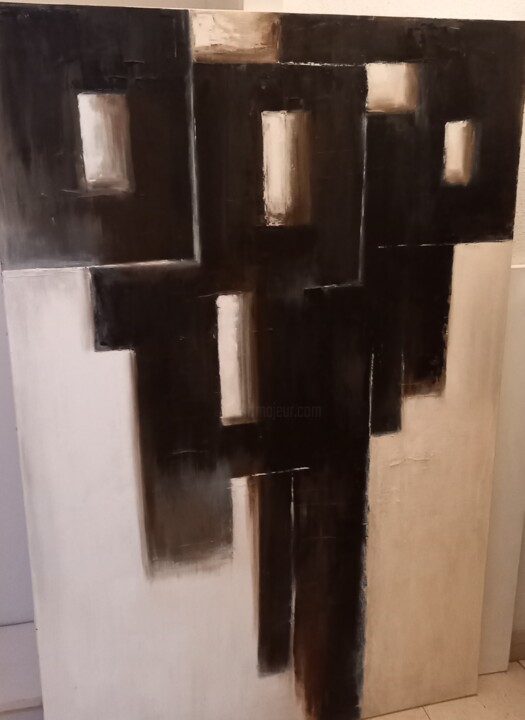 Malarstwo zatytułowany „Inspiration Soulages” autorstwa Martine Catteau  Delaroque, Oryginalna praca, Olej