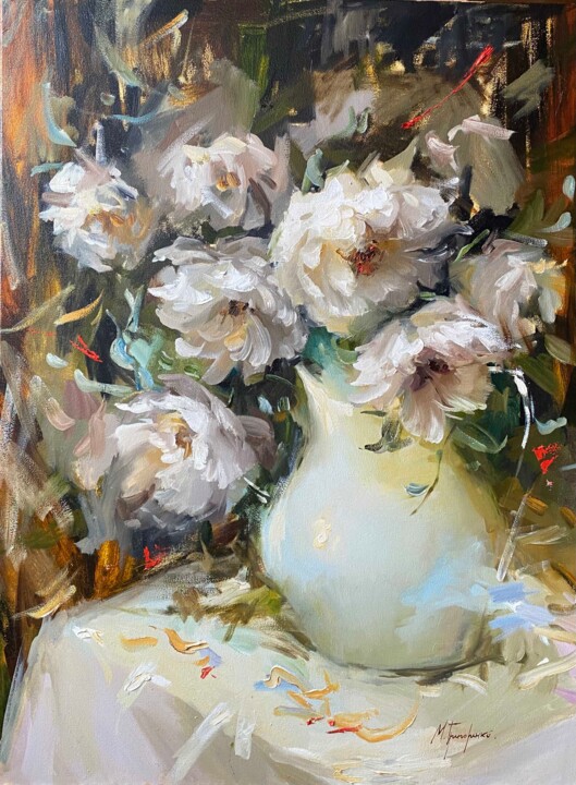 Peonies in a vase — flower painting, flowers, floral