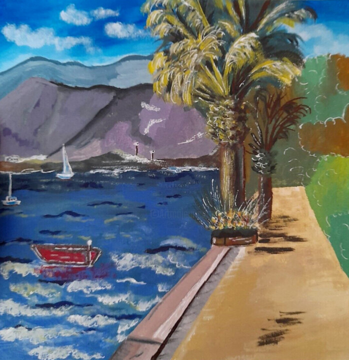 Painting titled "Tropical Coastal or…" by Maryna Yasar, Original Artwork, Acrylic