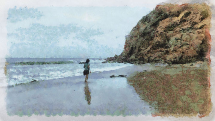 「At the Sea Shore 8」というタイトルの絵画 Mary Landersによって, オリジナルのアートワーク, オイル