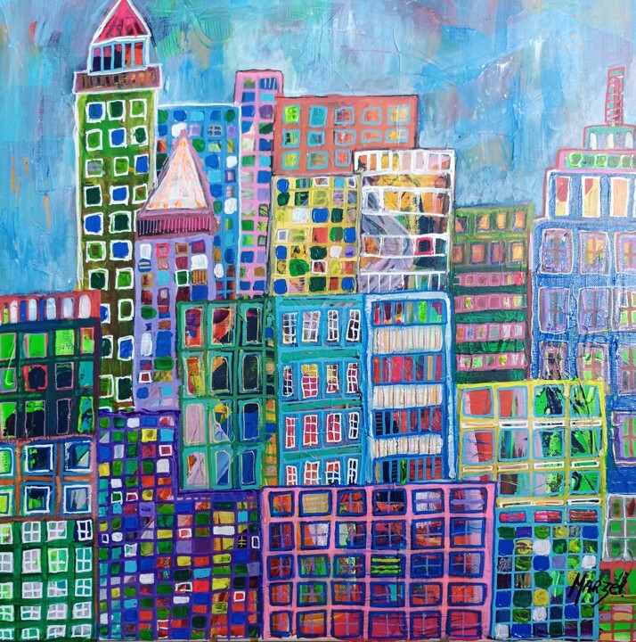 Peinture intitulée "New York" par Marzel, Œuvre d'art originale, Acrylique