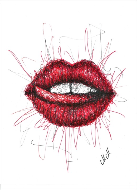 Sexy Red Lips Painting Funky Wall Art Painting By Mateja Marinko Artmajeur