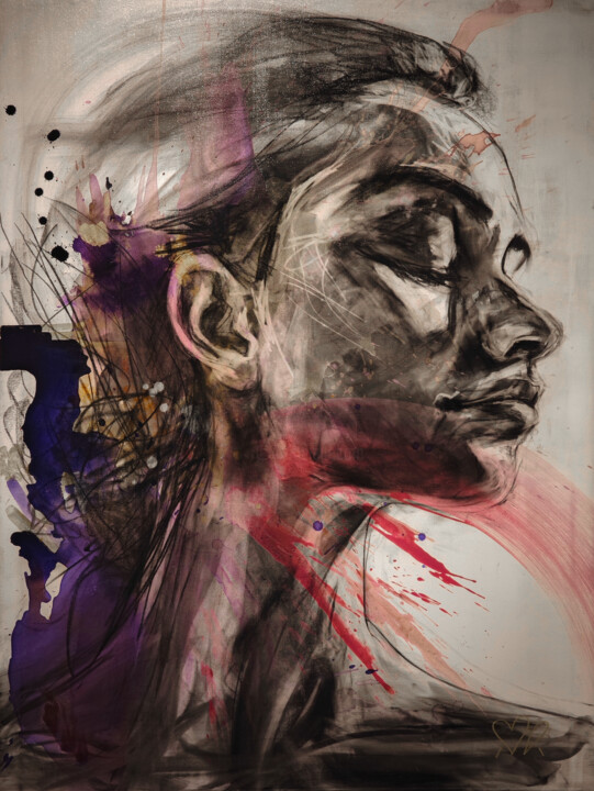Pintura titulada "Rêver l'Inaccessible" por Mathilde Reyz, Obra de arte original, Carbón Montado en Bastidor de camilla de m…