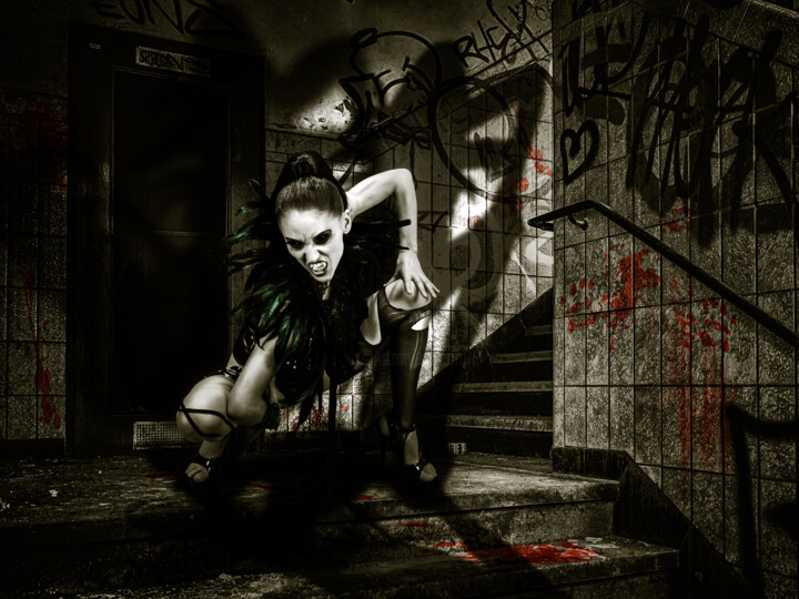 摄影 标题为“Vampir im Untergrund” 由Matthias Christof Barisch, 原创艺术品, 操纵摄影