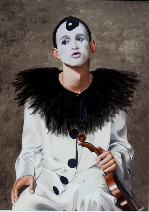 Painting titled "Pierrot" by Matthias Kreher, Original Artwork, Acrylic