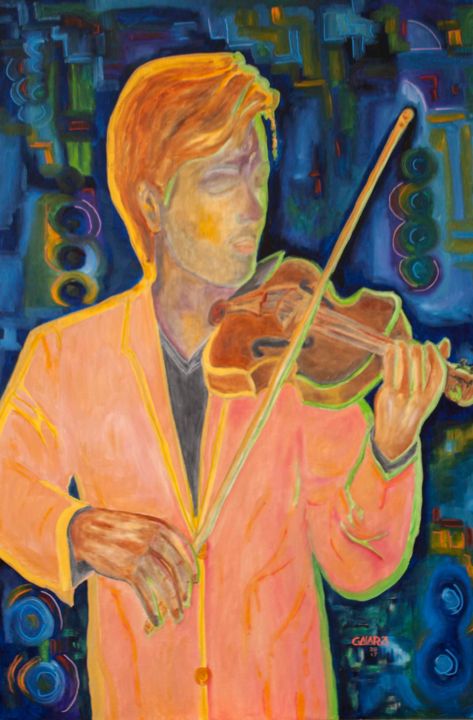 Painting titled "Violinist." by Mauricio Galarza Madrid, Original Artwork, Oil