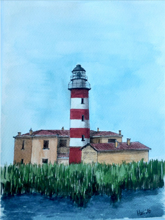 Painting titled "faro-di-goro.jpeg" by Artkimau, Original Artwork, Watercolor