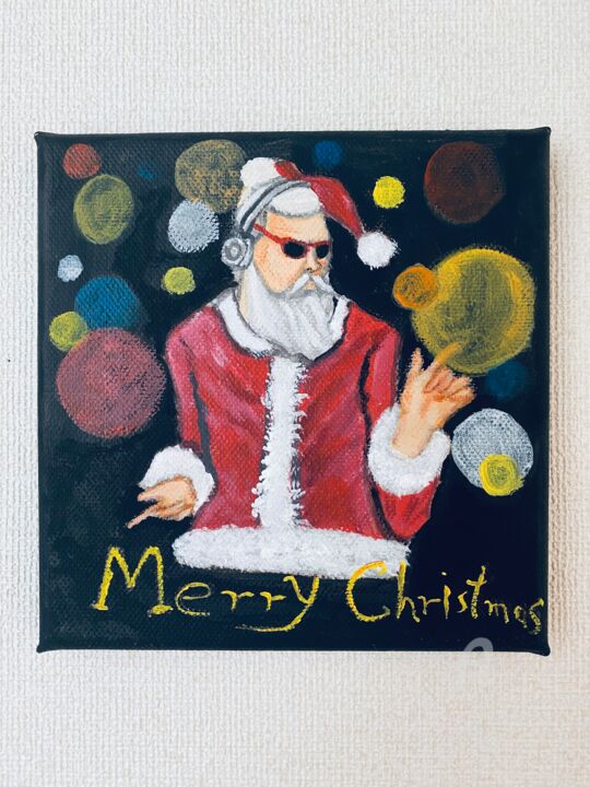 Painting titled "Christmas santa" by Mavis Akimoto, Original Artwork, Acrylic