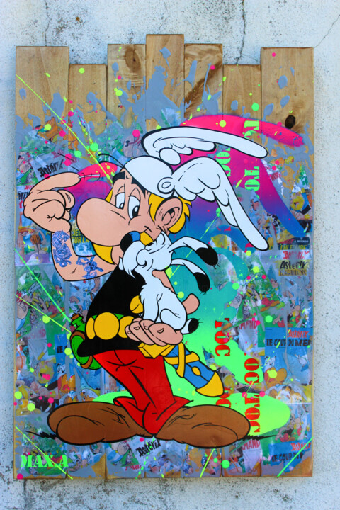 Peinture intitulée "astérix 2023" par Max Andriot, Œuvre d'art originale, Acrylique Monté sur Panneau de bois