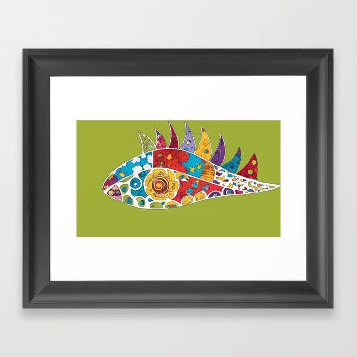 Painting titled "The Story of Fish" by May Ho, Original Artwork, Digital Print