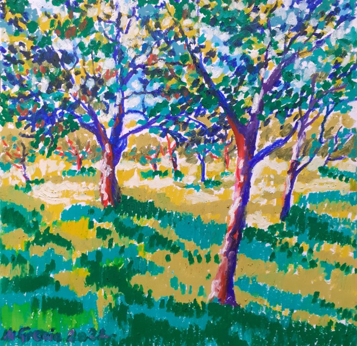 Drawing titled "English orchard" by Maja Grecic, Original Artwork, Pastel