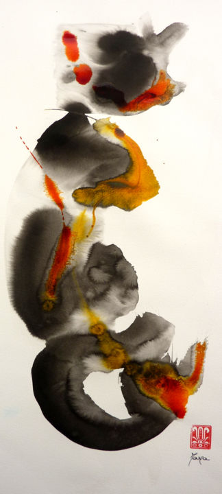 Schilderij getiteld "serieocreb.jpg" door Maya Sumi-E, Origineel Kunstwerk, Inkt