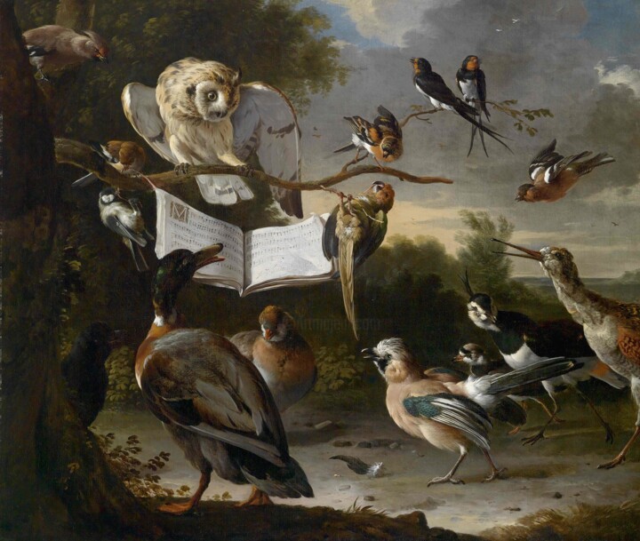 Peinture intitulée "Le concert des oise…" par Melchior D'Hondecoeter, Œuvre d'art originale, Huile
