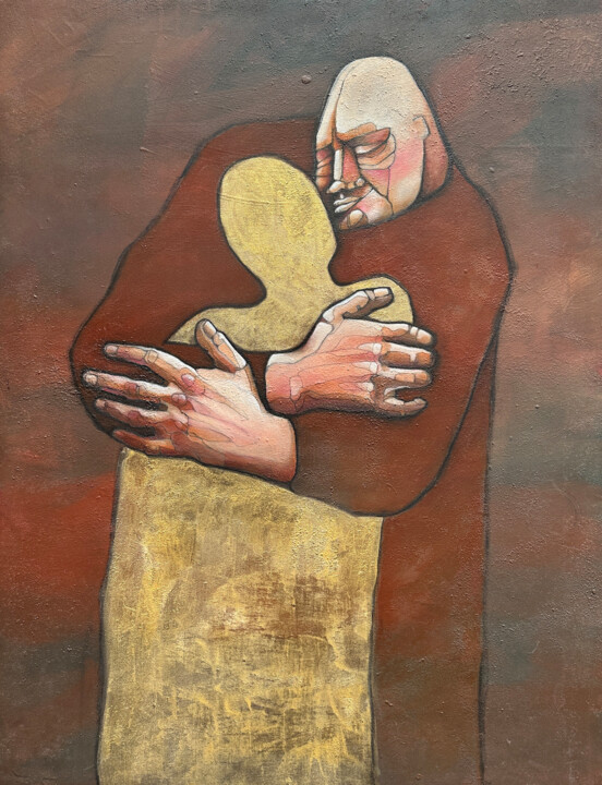 Painting titled "HUG" by Bruno Mellis, Original Artwork, Oil