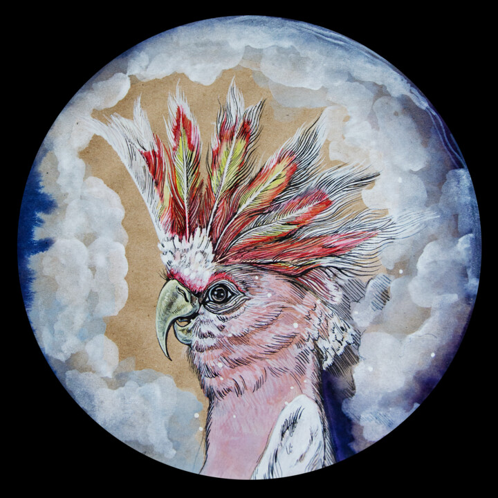 Malerei mit dem Titel "bird portrait:6" von Merve Gürlek, Original-Kunstwerk, Aquarell