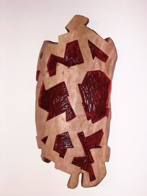 Sculpture titled ""Coraza"" by Manolo Messía, Original Artwork, Wood