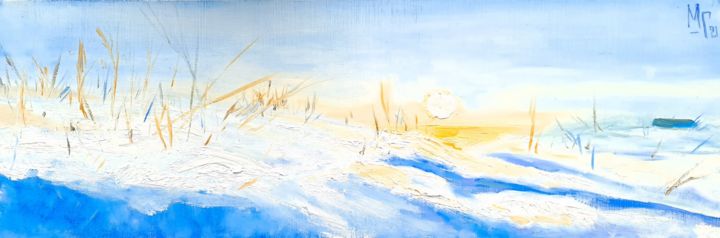 Peinture intitulée "White Sun" par Maria Mikhaylova-Goldman, Œuvre d'art originale, Huile Monté sur Châssis en bois