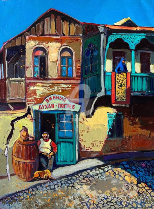 Painting titled "Old Town" by Mher Chatinyan, Original Artwork, Oil