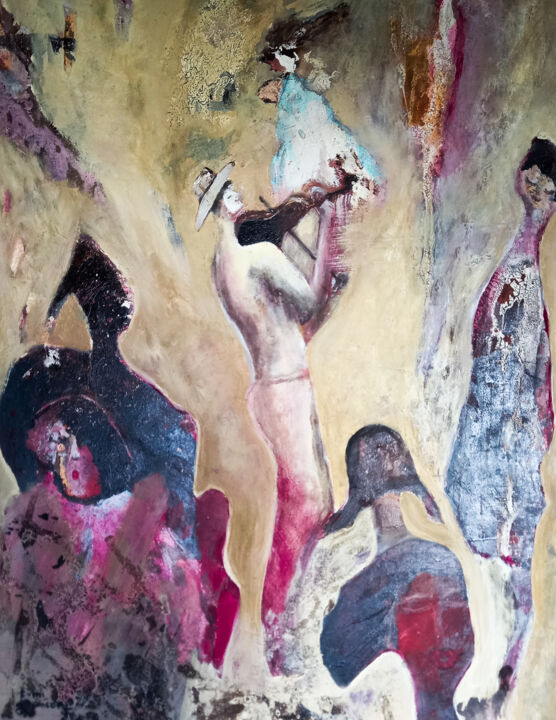 Malarstwo zatytułowany „"le violoniste"” autorstwa Mi Baudry, Oryginalna praca, Akryl