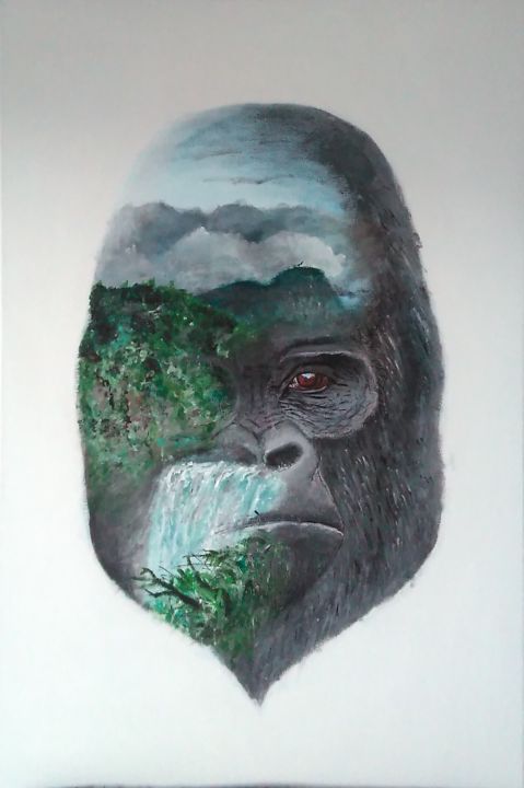 Painting titled "gorilla-art-2.png" by Miaven, Original Artwork, Acrylic