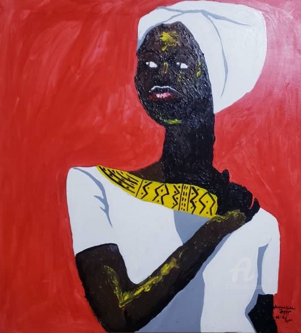 Pintura intitulada "Girl in the red bac…" por Michael Annan, Obras de arte originais, Acrílico