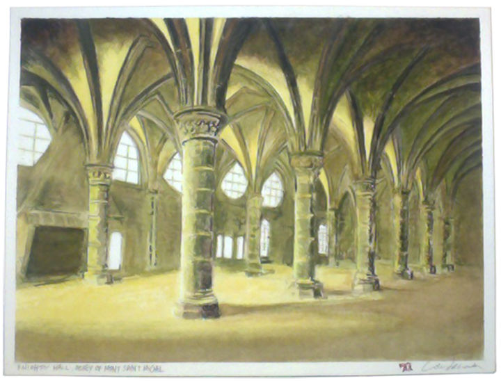 Knights Hall, Abbey Of Mont Saint Michel, Painting by Michael