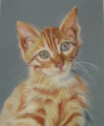 Painting titled "Chat roux" by Michago, Original Artwork