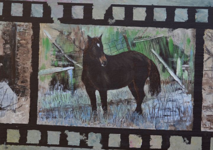 Painting titled "Nel, The Brown Mare" by Micheal O Muirthile, Original Artwork, Oil