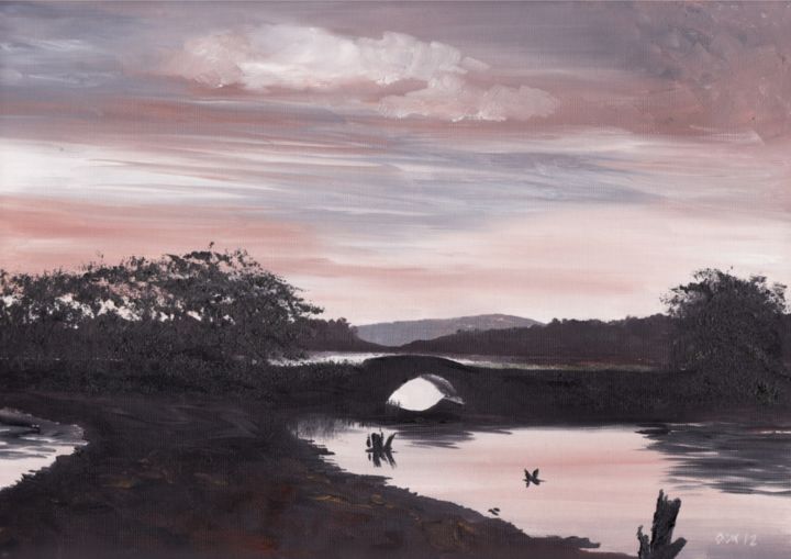 Malarstwo zatytułowany „The Gearagh” autorstwa Micheal O Muirthile, Oryginalna praca, Olej