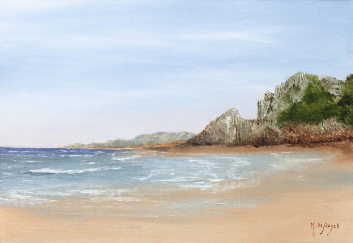 Painting titled "La pointe du Châtea…" by Michel De Ruyck, Original Artwork, Oil Mounted on Wood Panel